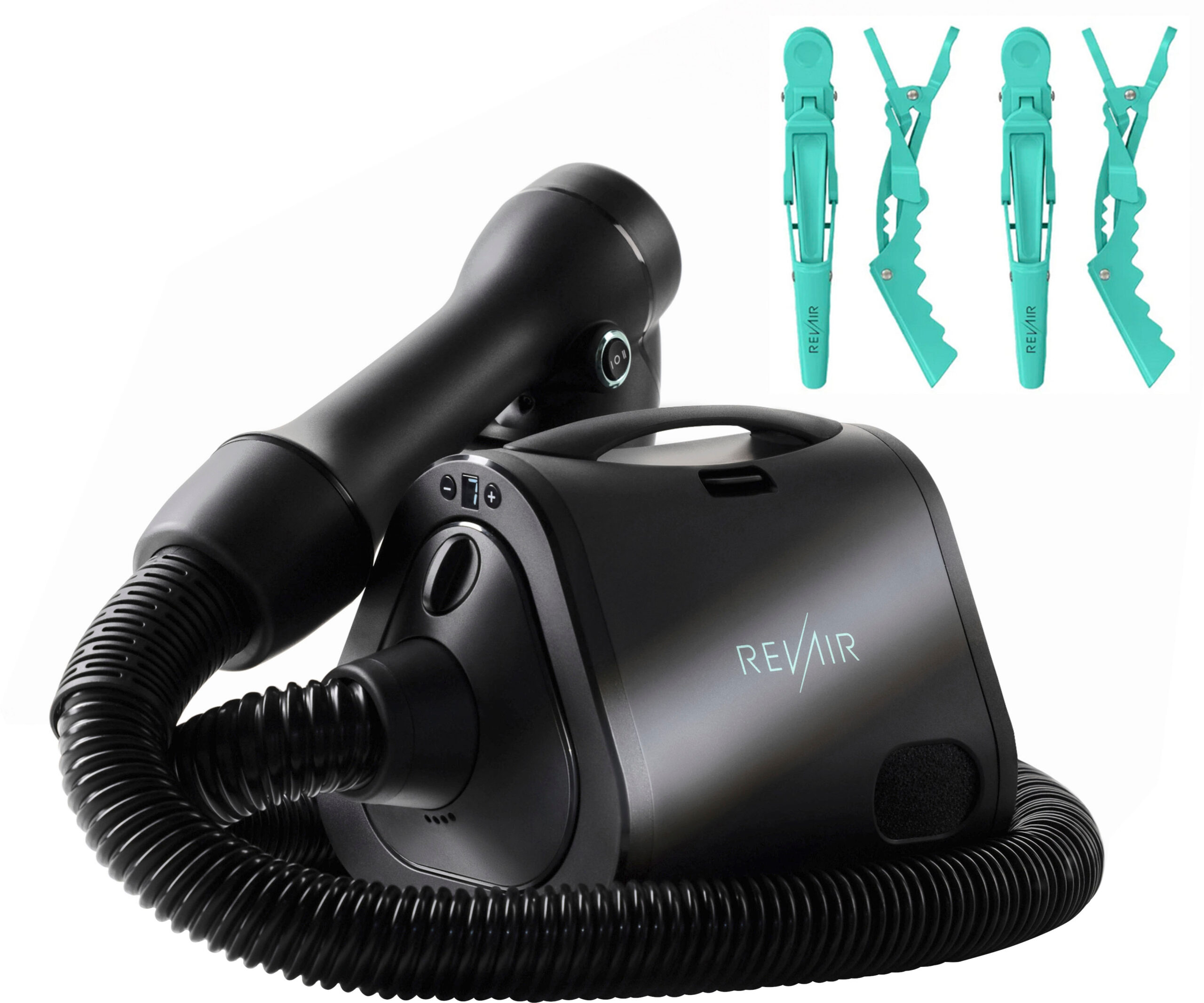 2025 Reverse-Air Hair Dryer with Hair Clips – Black