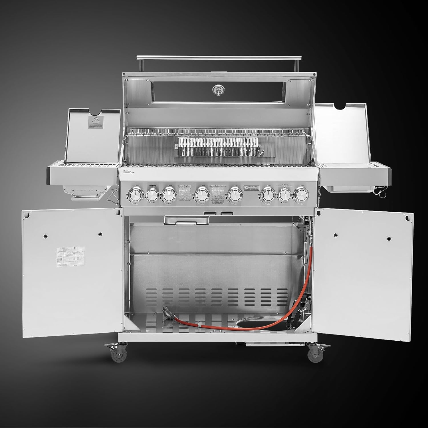 TAINO PLATINUM YAMARA 6+2 Gasgrill Edelstahl 6 Brenner Keramik Sear-Burner Keramik Backburner Piezo-Zündung Grillrost Gusseisen