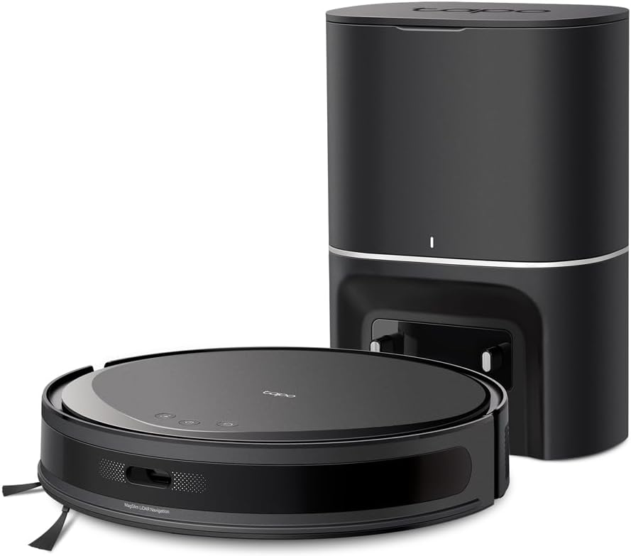 TP-Link Tapo RV20 Max Plus – Robot odkurzająco-mopujący 5300Pa z automatycznym opróżnianiem, nawigacją LiDAR, mapowaniem pięter, sterowaniem aplikacją i głosem – idealny do sierści i twardych podłóg