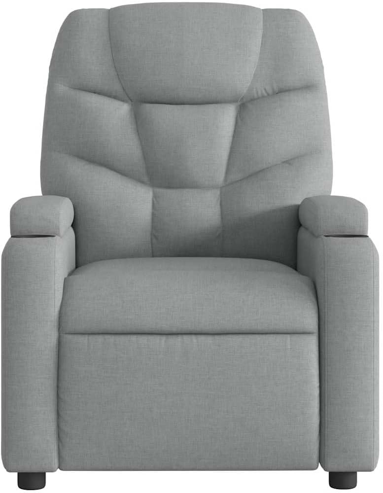 vidaXL Massagesessel, Sessel Verstellbare Rückenlehne, Fernsehsessel Relaxsessel mit Vibrationsfunktion, Liegesessel Polstersessel Ruhesessel, Hellgrau Stoff