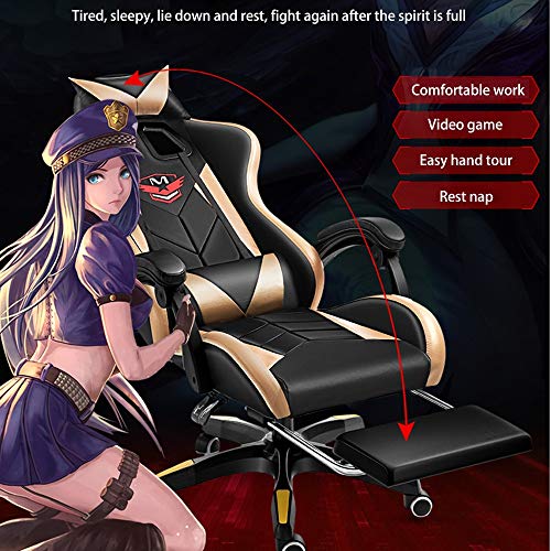 MOooy Sedia Girevole Sedia da Gioco, Massaggio Supporto Lombare Ergonomia Sedia da Ufficio sollevabile con poggiapiedi Sedia da Corsa per dormitorio Studentesco (Colore : Nero) Dignitoso (Blu) : Amazon.it: Casa e cucina