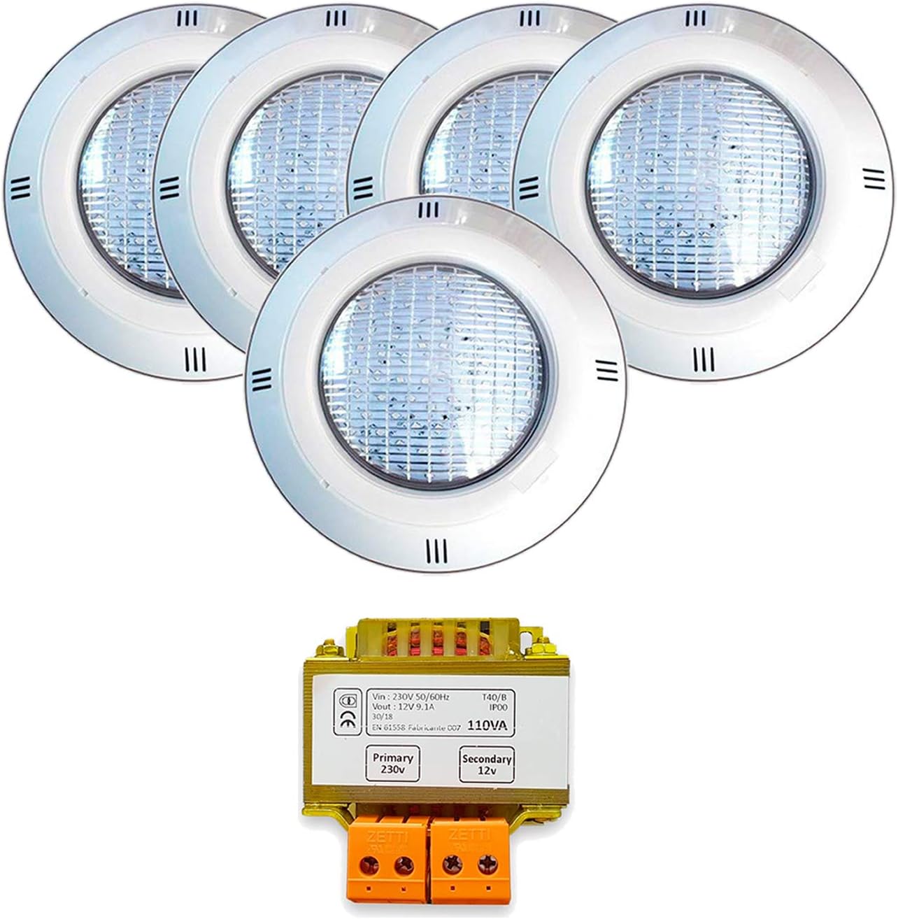 Pack Schwimmbadstrahler RGB 18 W On/Off Oberfläche + Trafo 5 Focos