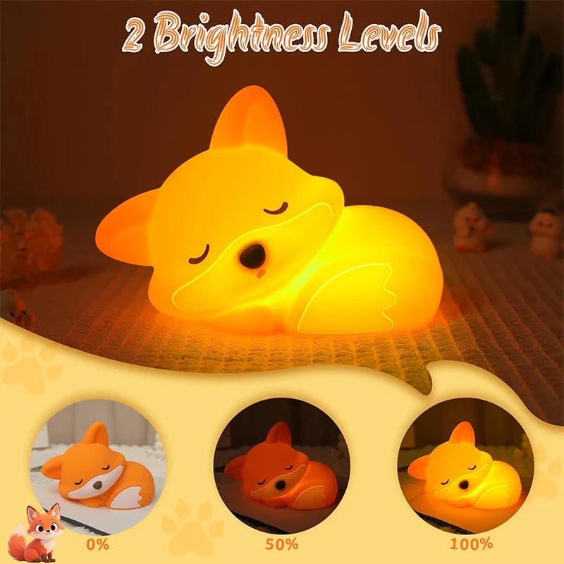 GlowFox Touch Night Light – Rechargeable Soft Silicone Bedside Lamp
