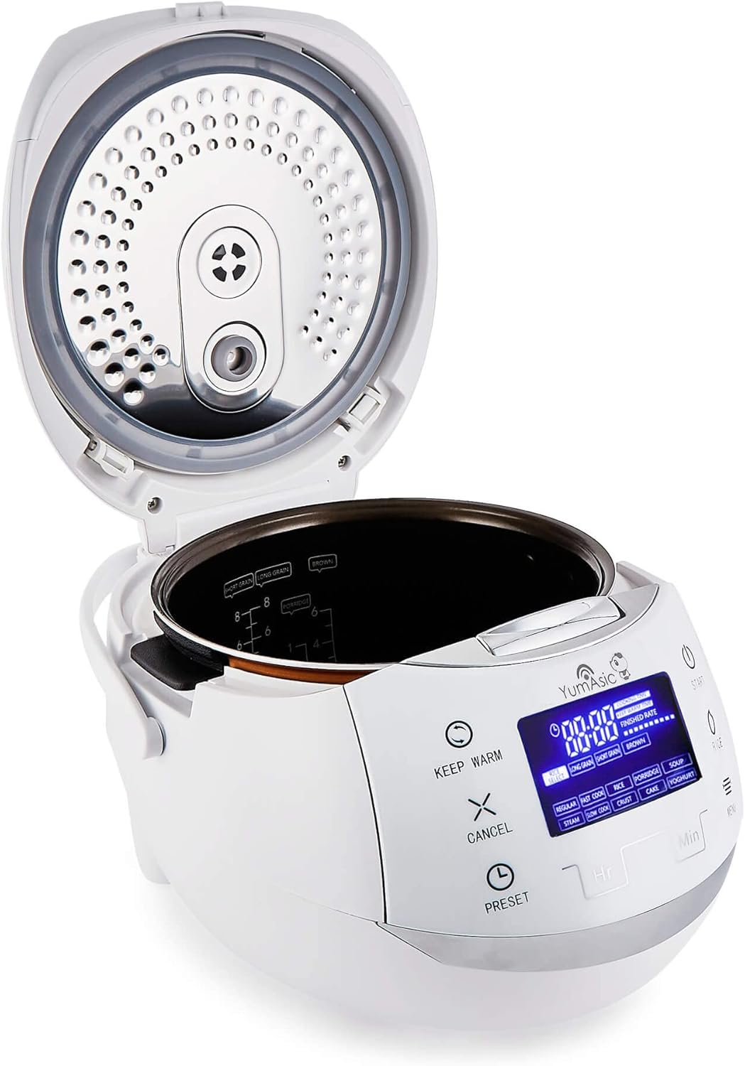 Yum Asia Sakura Reiskocher mit Keramikschale und Advanced Fuzzy Logic (8 Tassen, 1,5 Liter), 6 Reiskochfunktionen, 6 Multikocherfunktionen, Motouch LED-Display, 220-240V EU (schwarz und silber)
