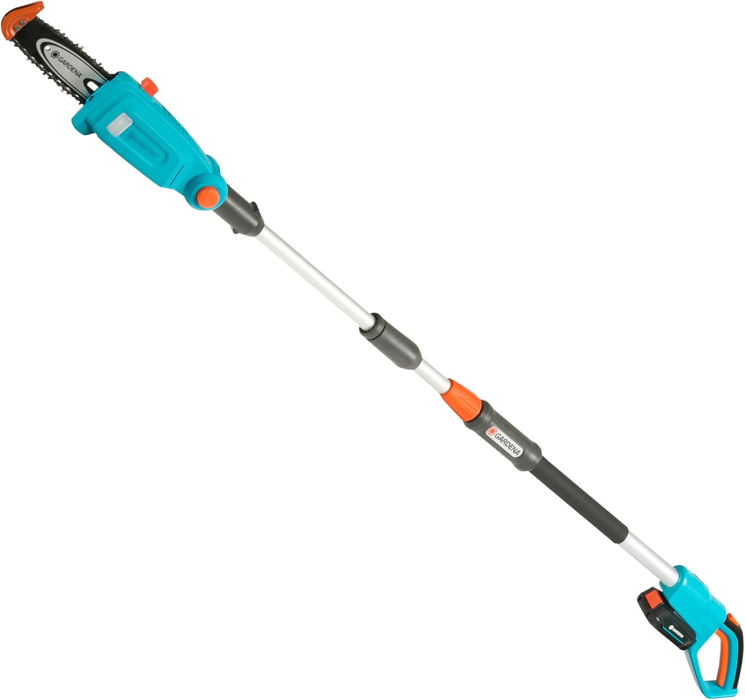 Gardena Akku-Teleskop-Hochentaster TCS 20/18V P4A Ready-To-Use Set: Astsäge für bis zu 4 m Reichweite, 20 cm Schwertlänge, abwinkelbarer Kopf, inkl. 18V P4A Akku & Tragegurt (14770-20)