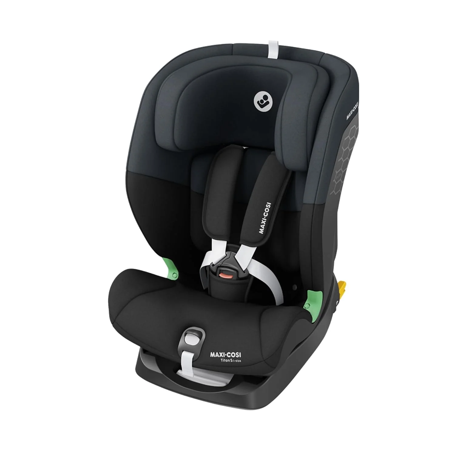 Maxi-Cosi Titan S i-Size, meegroeiend kinderzitje, 15 maanden�C12 jaar (76�C150 cm), ISOFIX autostoeltje, 5 zitposities, 13 hoofdsteunstanden, G-CELL-bescherming, 5-punts veiligheidsgordel, Tonal Black