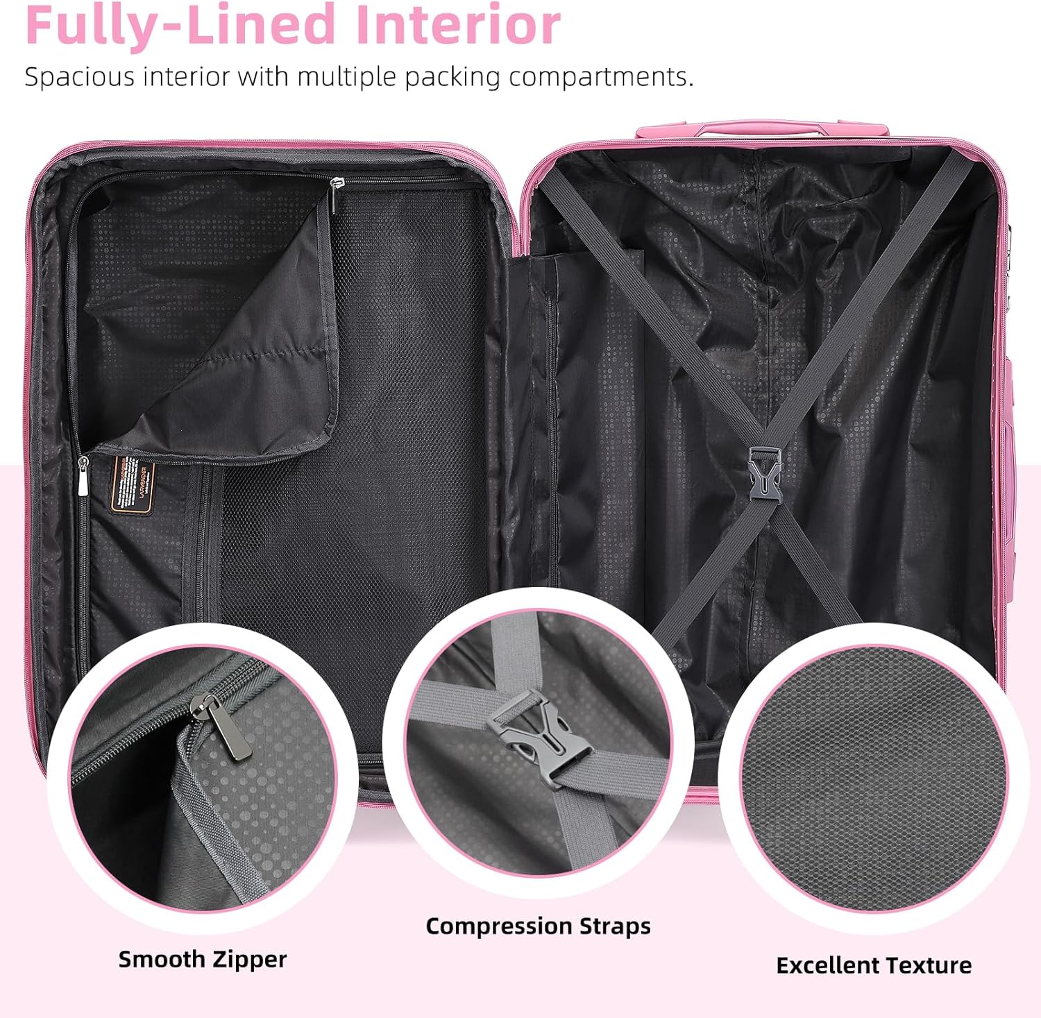 6-piece luggage set, expandable hardshell suitcase set with spinner wheels, lightweight rolling luggage set