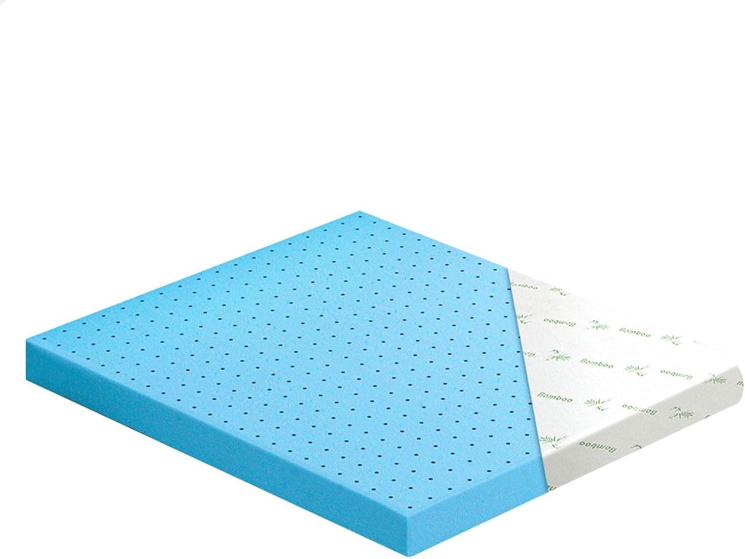 Eucalyptus Single Memory Foam Mattress Topper with Cool Gel, Bamboo Cover, 12cm Thick