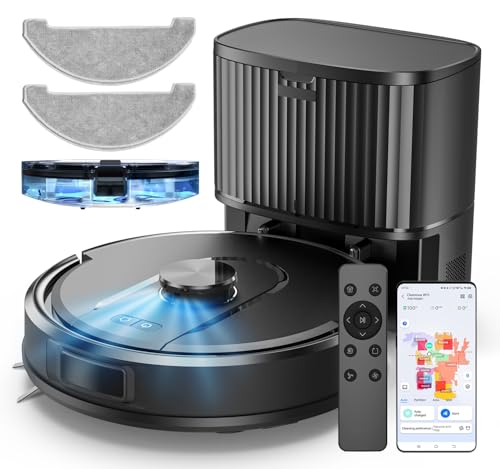 Robot Aspirapolvere Lavapavimenti con Mappatura,LiDAR Rilevamento Ostacoli, Aspirapolvere Robot lavapavimenti Potente Navigazione Laser per Pulizia Pavimenti Tappeti Peli Animali,Autonomia 180min : Casa e cucina