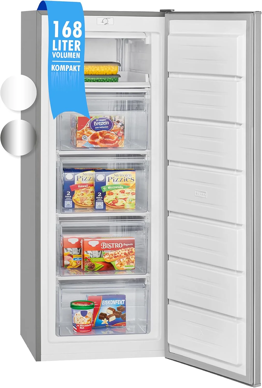 Bomann Gefrierschrank | Tiefk��hlschrank | Freezer | Nutzinhalt 168 Liter | wechselbarer T��ranschlag | 4 Sterne Gefrierraum | GS 7340 inox