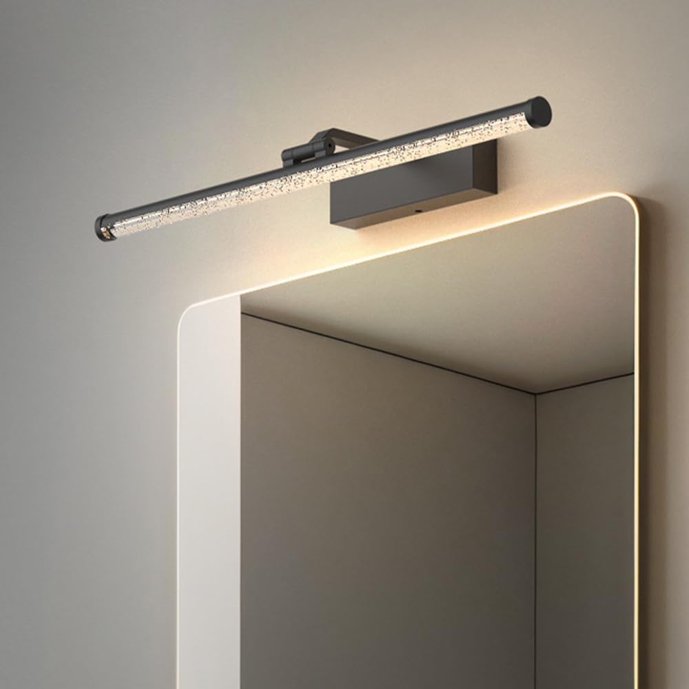 Wandleuchten/Dekorationsleuchten, 4000K LED-Waschtisch-Lichtleiste, um 180° drehbar, mit Kristallblase(Dark,40cm)