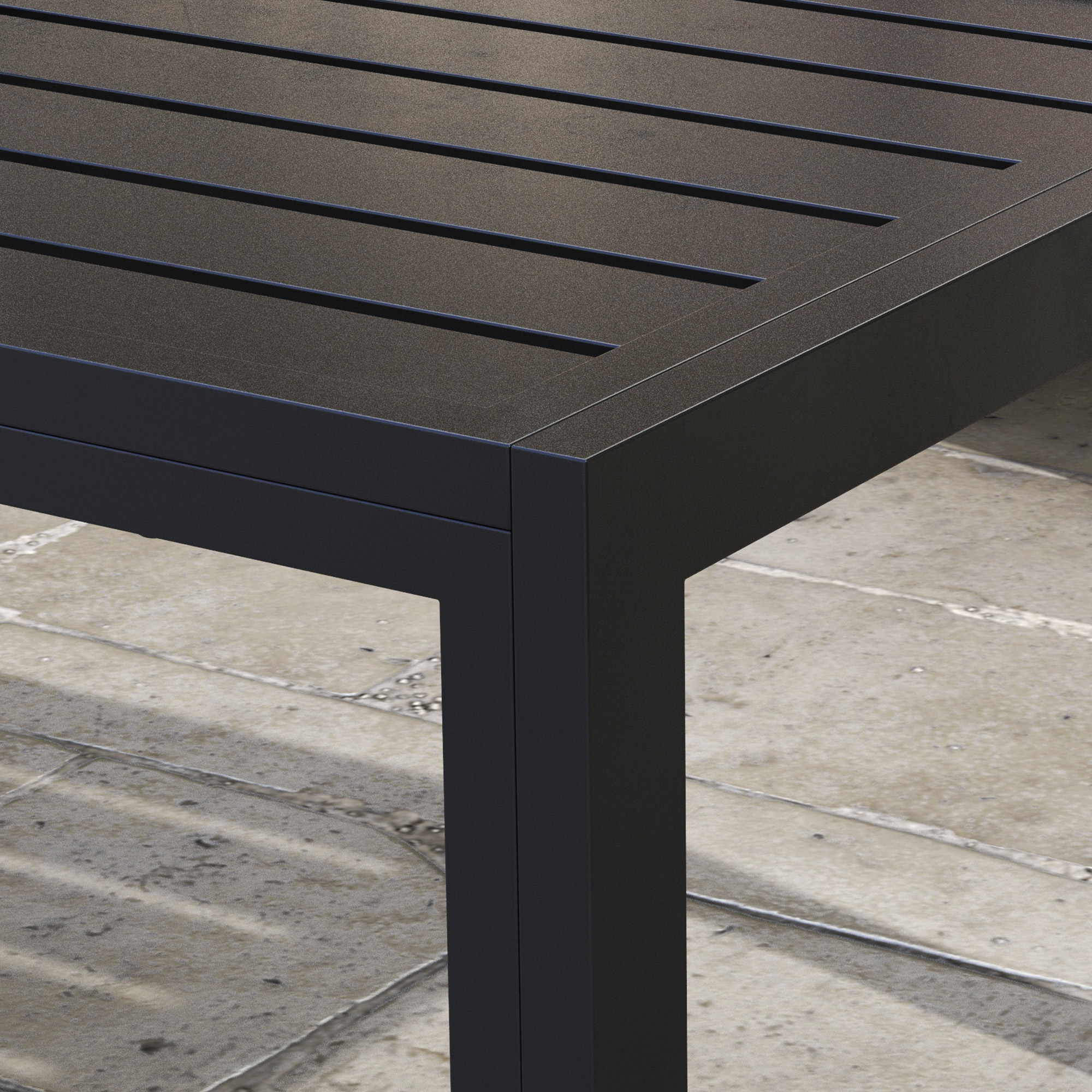 Outsunny Bijzettafel Balkontafel van Staal Rechthoekig Koffietafel Weerbestendig Tuin 101,5x61x46 cm Zwart