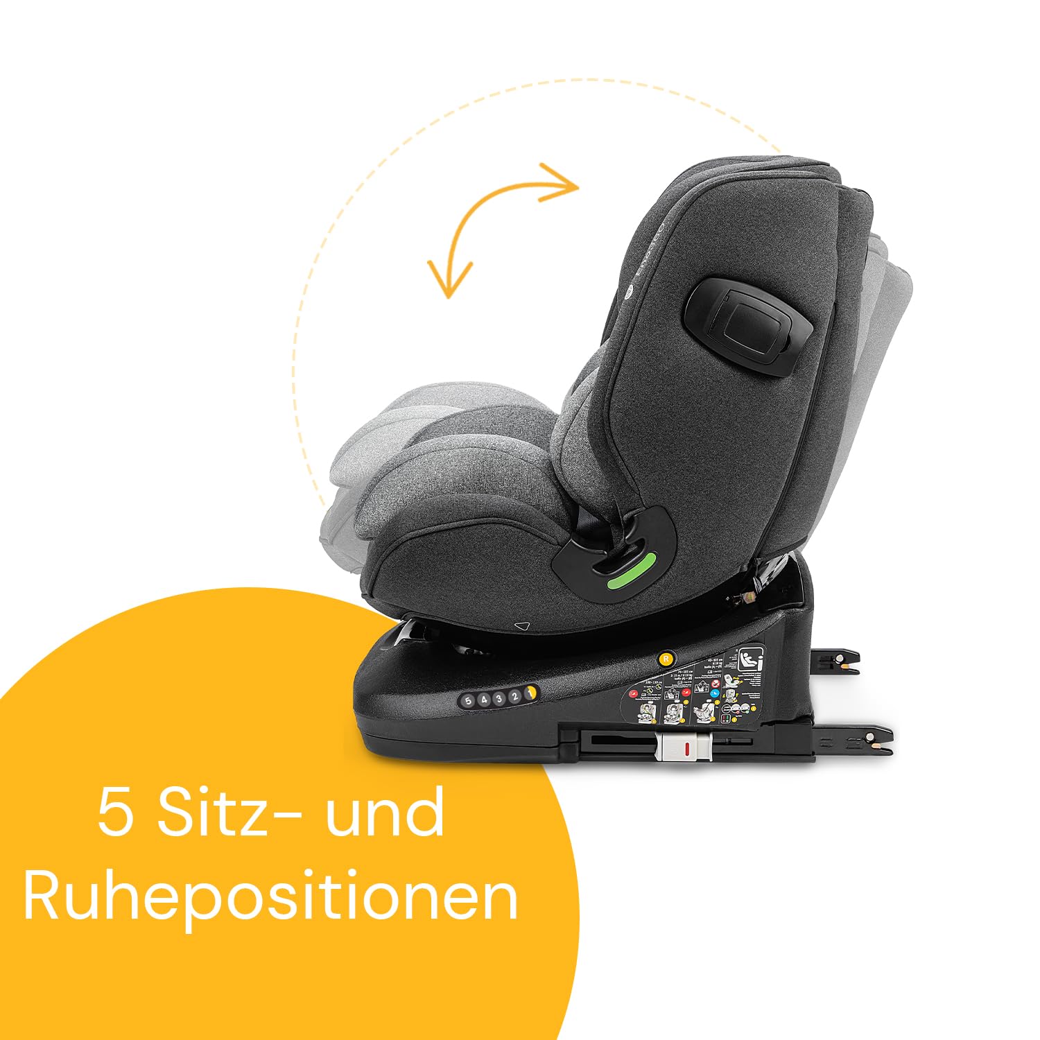 Osann Eno360 i-Size, drehbarer Kindersitz 40-150 cm, Reboarder mit Isofix, Baby Autositz – All Black