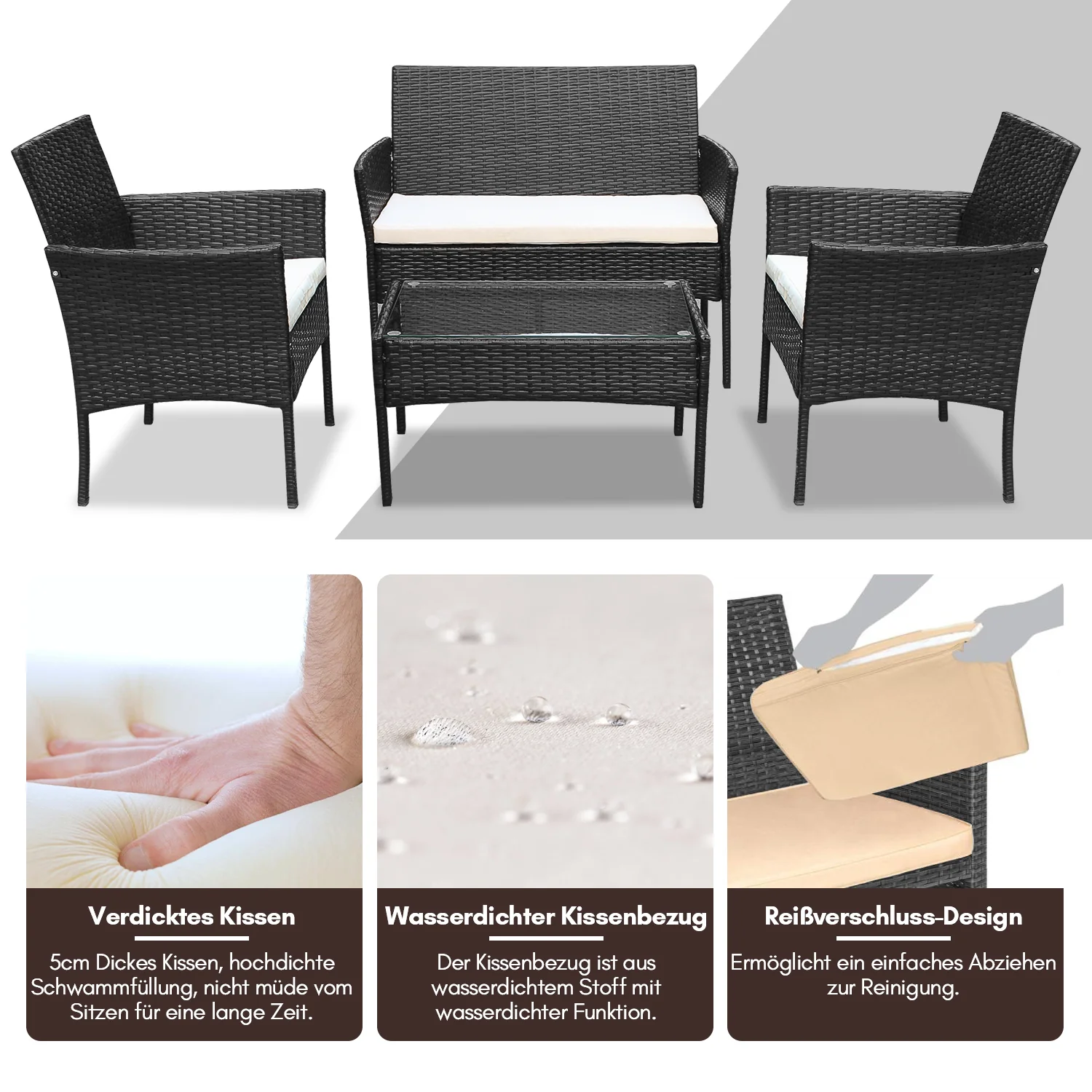 Sonnewelt Polyrattan Sitzgruppe Gartenmbel Set