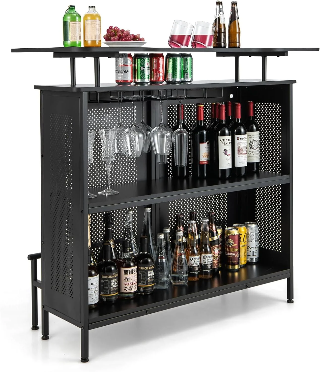 FJU 4-Niveau Home Bar Unit �C Industri?le Kast voor Wijn, Zwart