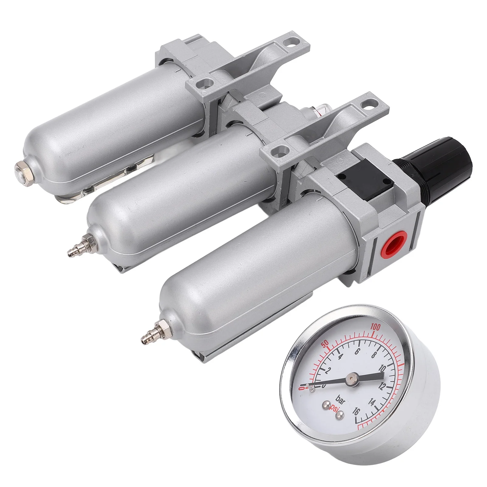 2025 Luchtdeeltjesfilter 3-Fasen Lucht Droging Systeem, Industri?le Gecomprimeerde Lucht Droger van Aluminium Legering met Metaal Vaatje en Handmatige Afvoer, 1/2 Inch NPT