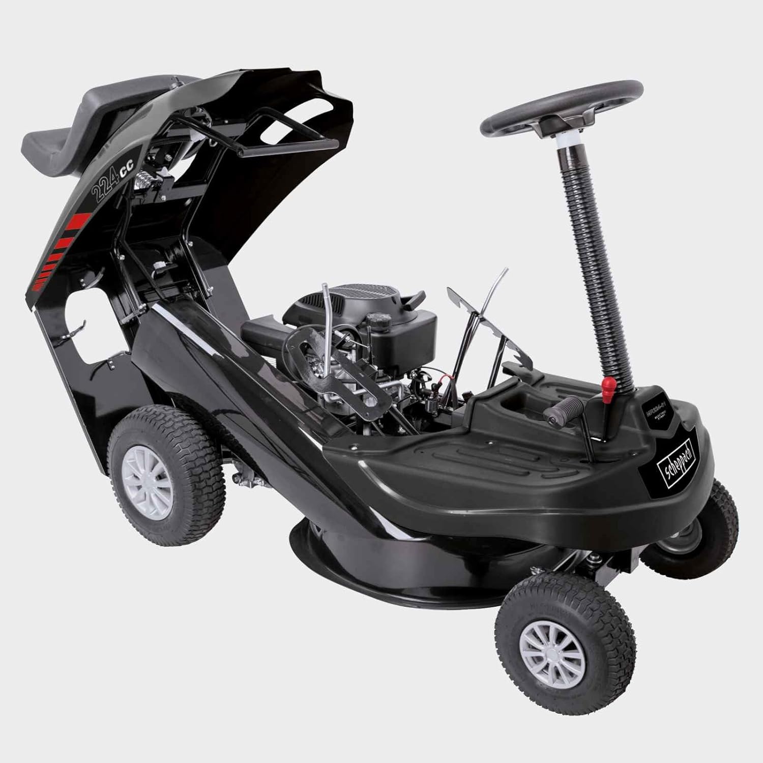 Scheppach Benzin Rasentraktor Aufsitzmäher MR224-61 | 6,8PS | Schnittbreite 61cm | 5-Fach Höhenverstellung | E-Start | 150 L Fangsack | 4X Vorwärts / 1xRückwärtsgang | Rasenmäher Aufsitzrasenmäher