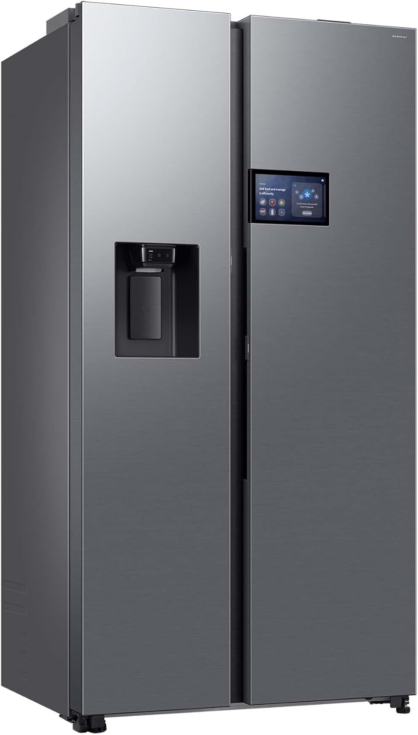 RS90F65EDTEF Side-by-Side Kühl-Gefrierkombination, AI Kühlschrank mit Gefrierfach, 178 cm, 621 l, Eis-/Wasserspender mit Wassertank, AI Home, Voice Control, Edelstahl Look