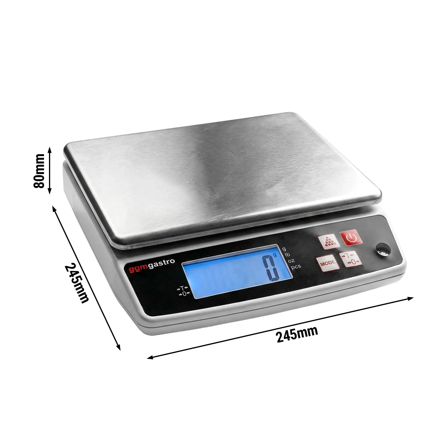Kj?kkenvekt - 10 kg - deling 1 g - veieplate 240x180 mm