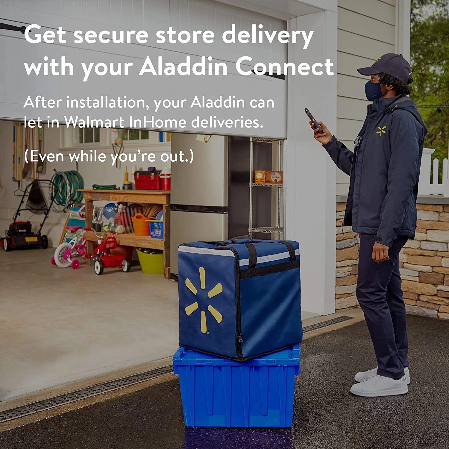 Genie 6172H O Smart Wall Mount Garage Door Opener with Aladdin Connect, Space Saving Design, Quiet 24v DC Motor