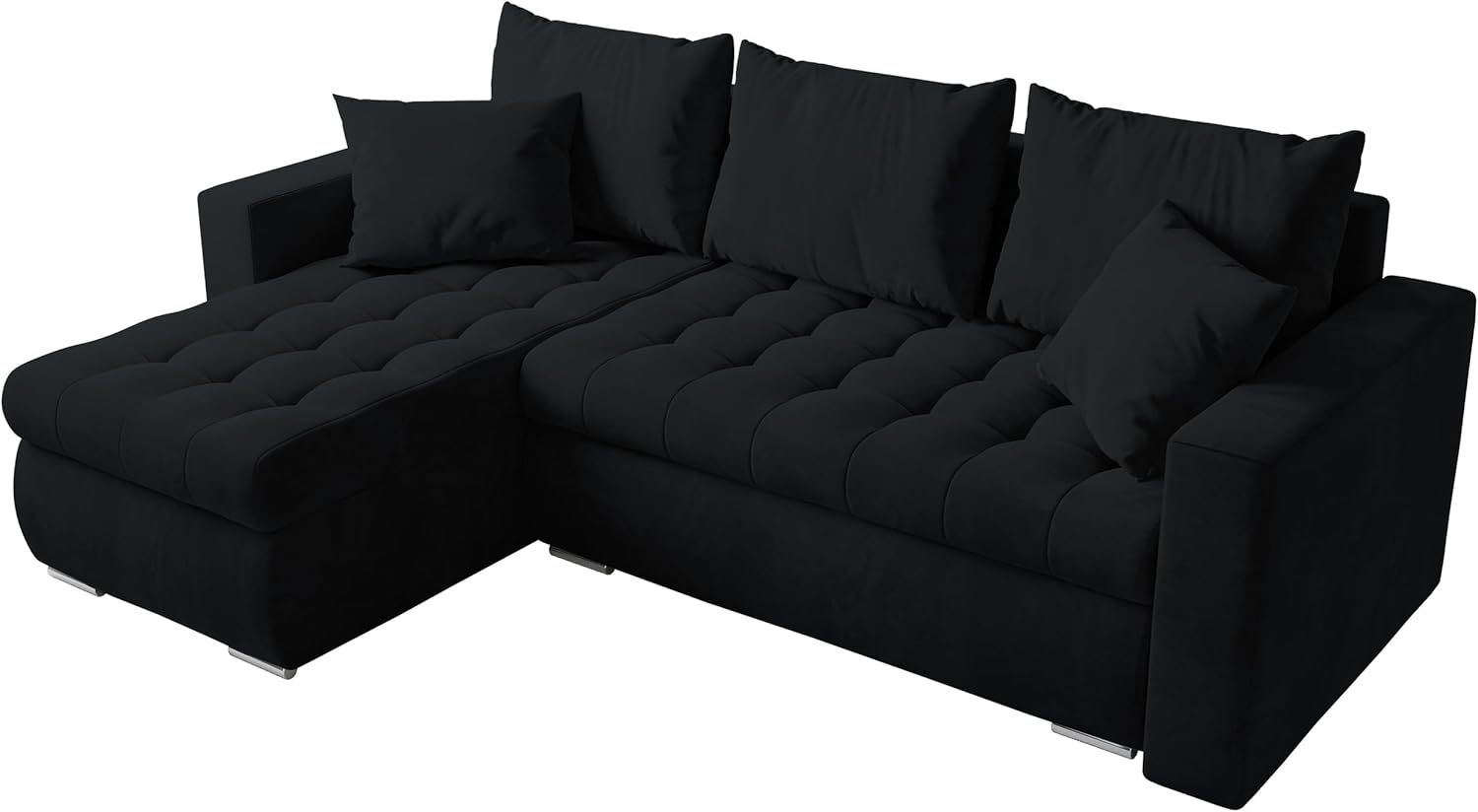 BROMARKT Sofa mit Schlaffunktion Ecksofa L-Form Schlafsofa Couch Bettkasten Wohnzimmer Möbel LUIS Couch 3 Sitzer Bett mit Bezugbehalter 238x150x72 Graphite