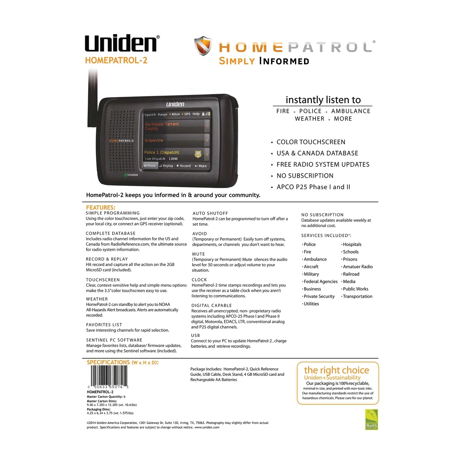 Uniden HomePatrol 2 Handheld Scanner, HomePatrol-2