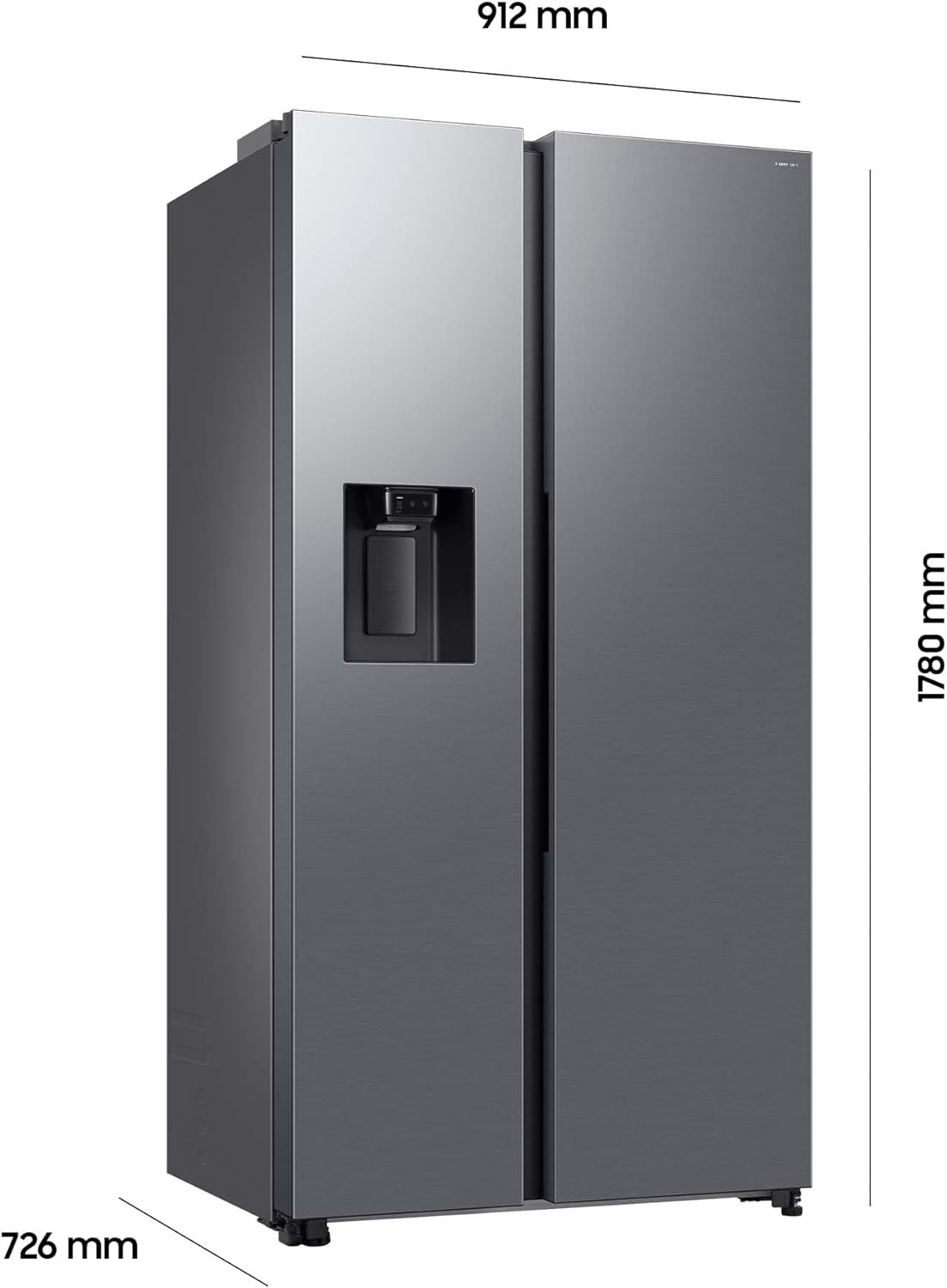 RS70F66KCTEF Side-by-Side Kühl-Gefrierkombination, AI Kühlschrank mit Gefrierfach, 178 cm, 634 l, Eis-/Wasserspender mit Festwasseranschluss, AI Energy Mode, Twin Cooling+, Edelstahl Look