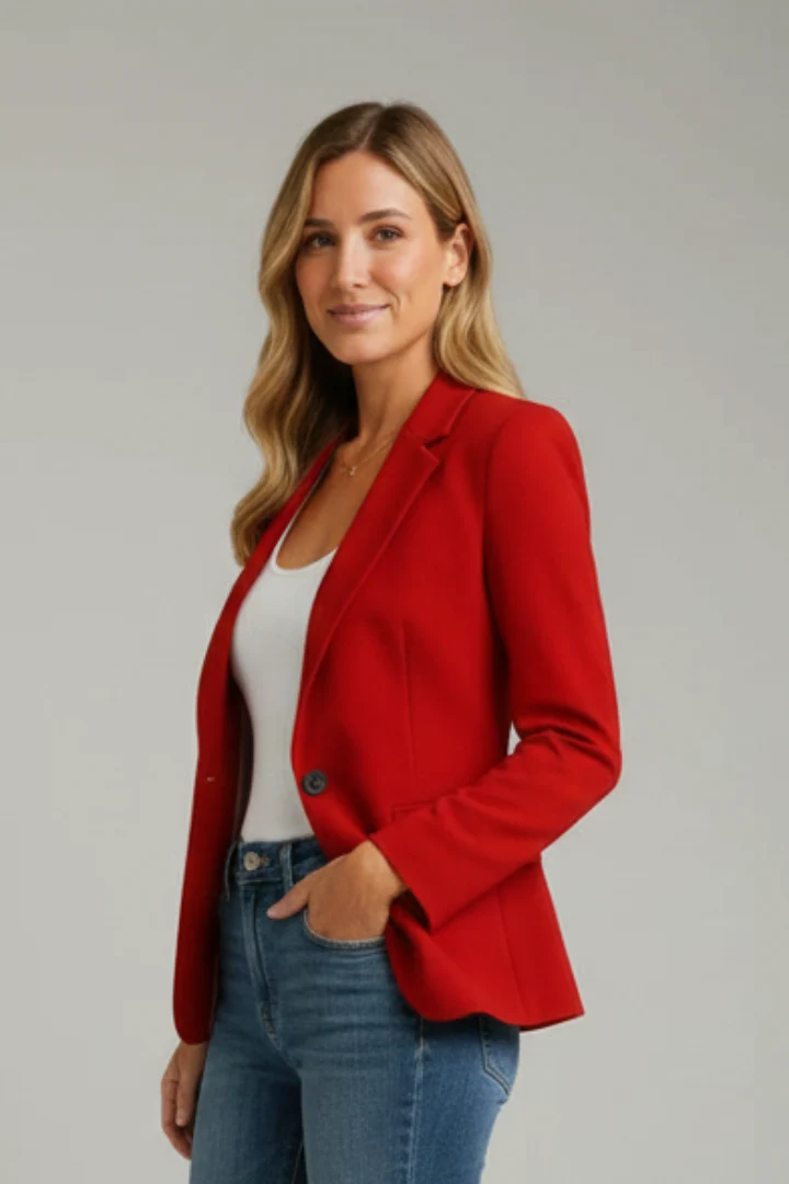 Klassischer Damen Blazer mit Reverskragen und Einknopf-Verschluss | Zeitloser Business Blazer mit Pattentaschen f��r Damen