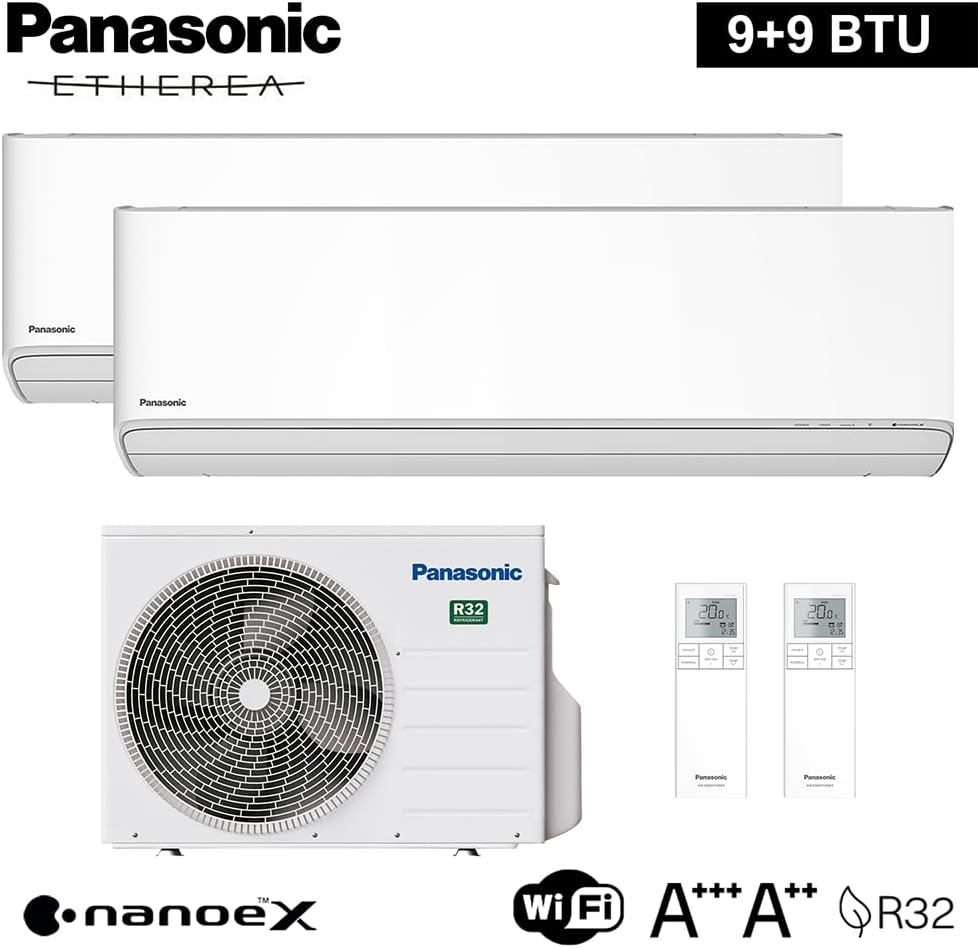 Panasonic - 3s klimaanlage panasonic dual split etherea z serie 9k+9k wi-fi r32 a+++ nanoex