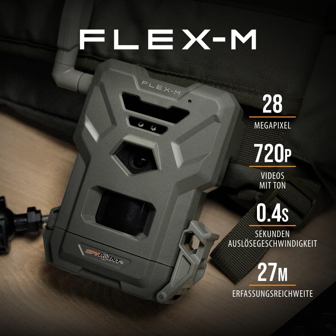 Spypoint Flex-M Twin-Pack - Wildkameras mit Foto- & Videoübertragung, 28 Megapixel, Wildtierkamera mit Nachtsicht, kostenlose App für Ihr Smartphone