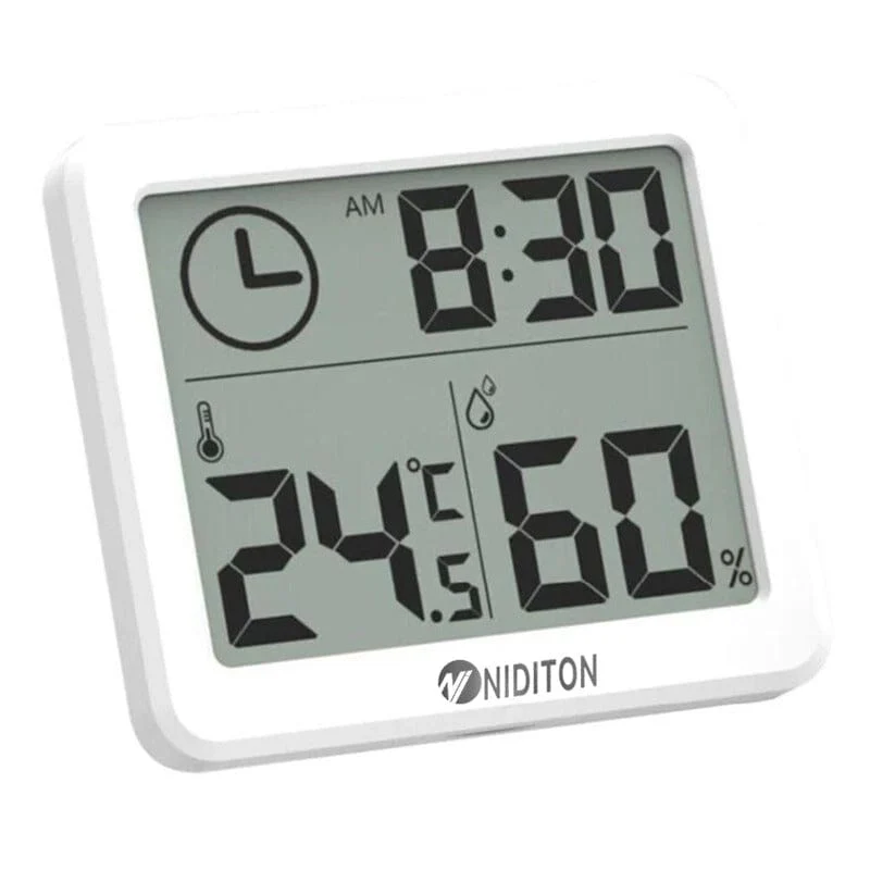 Digital Desk & Wall Clock with Temperature & Humidity Display