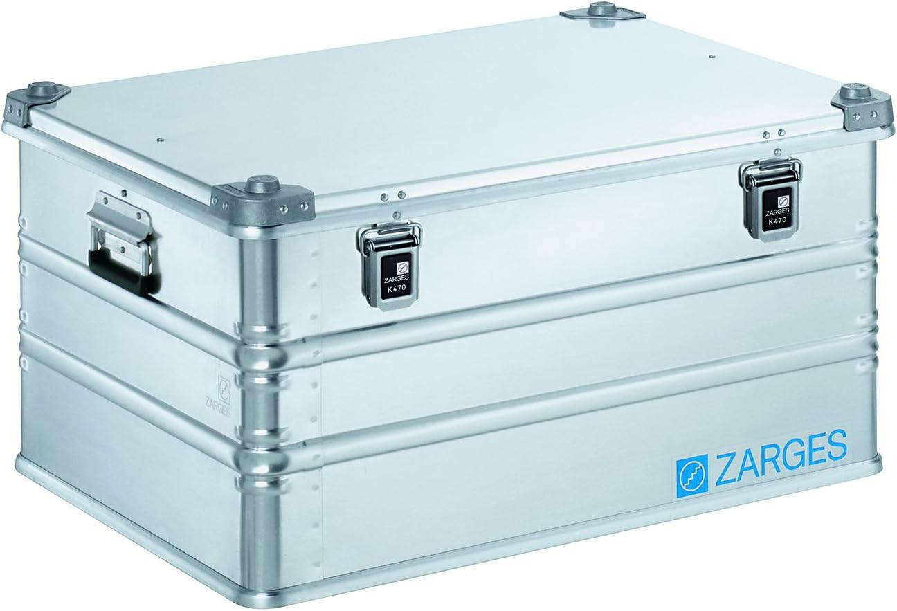 Zarges Transportkiste K470 IM (75 x 55 x 38 cm, silber, aus Stahl, Aufbewahrungs- und Transportbox, platzsparendes Stapeln, Aufbewahrungsbox, belastbar und widerstandsfähig) 40565