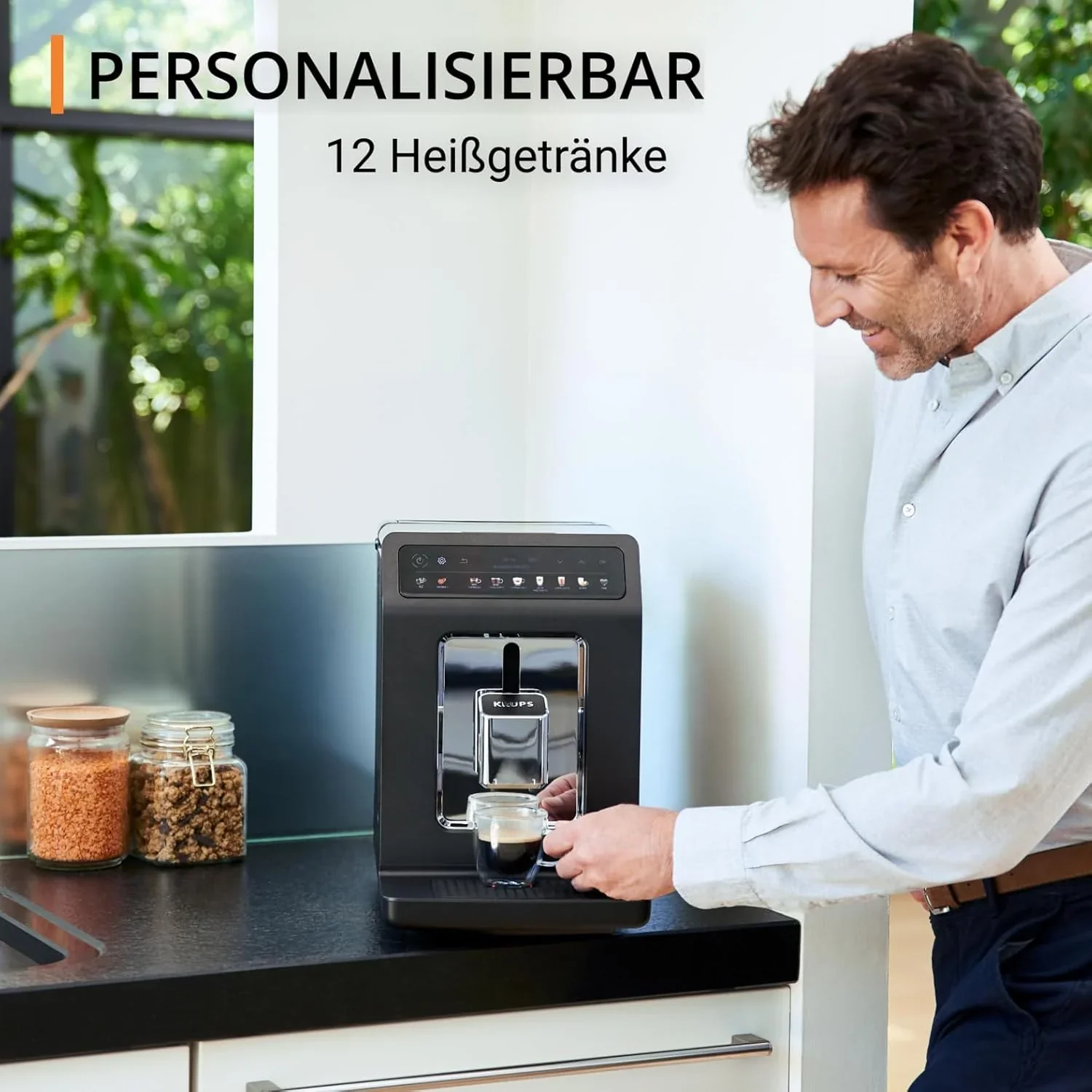 Krups Evidence One Kaffeevollautomat mit Milchschlauch, 12 Getr?nke, 2-Tassen-Funktion, Farbdisplay, Kaffeemaschine, T��V-Siegel, Schwarz, EA895N10, Meteor Graphit