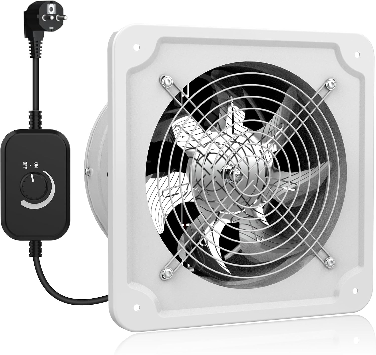 Aygrochy 200mm Regelbar Abluftventilator, DC motor Badlüfter Leiser 986m³/h,Industrielle Wandventilator mit Rücklaufklappe für Gewächshäuser Badezimmer Küche Garage Loft,Weiß.