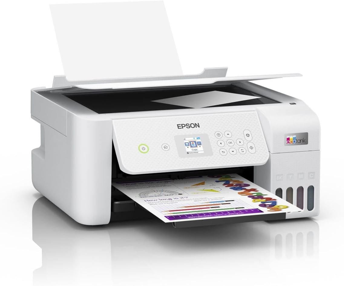 Epson EcoTank ET-2826 A4-Multifunktions-Wi-Fi-Tintentankdrucker, mit einem im Lieferumfang enthaltenen Vorrat an Tinten bis zu 3 Jahren