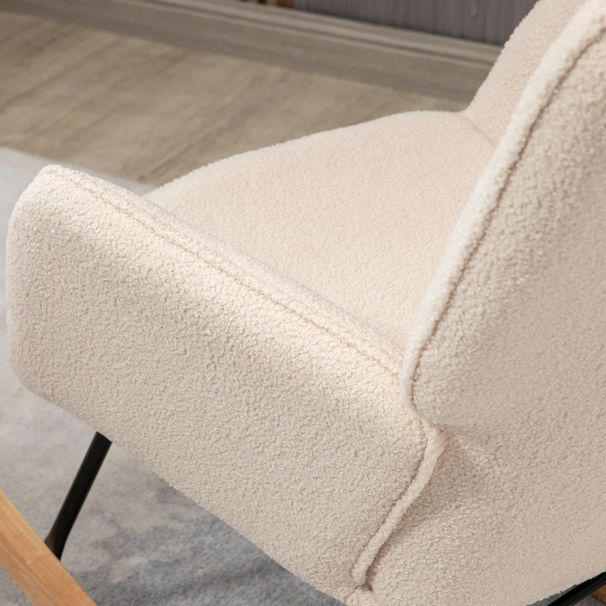 HOMCOM schommelstoel accentstoel tot 120 kg, polyester, beige
