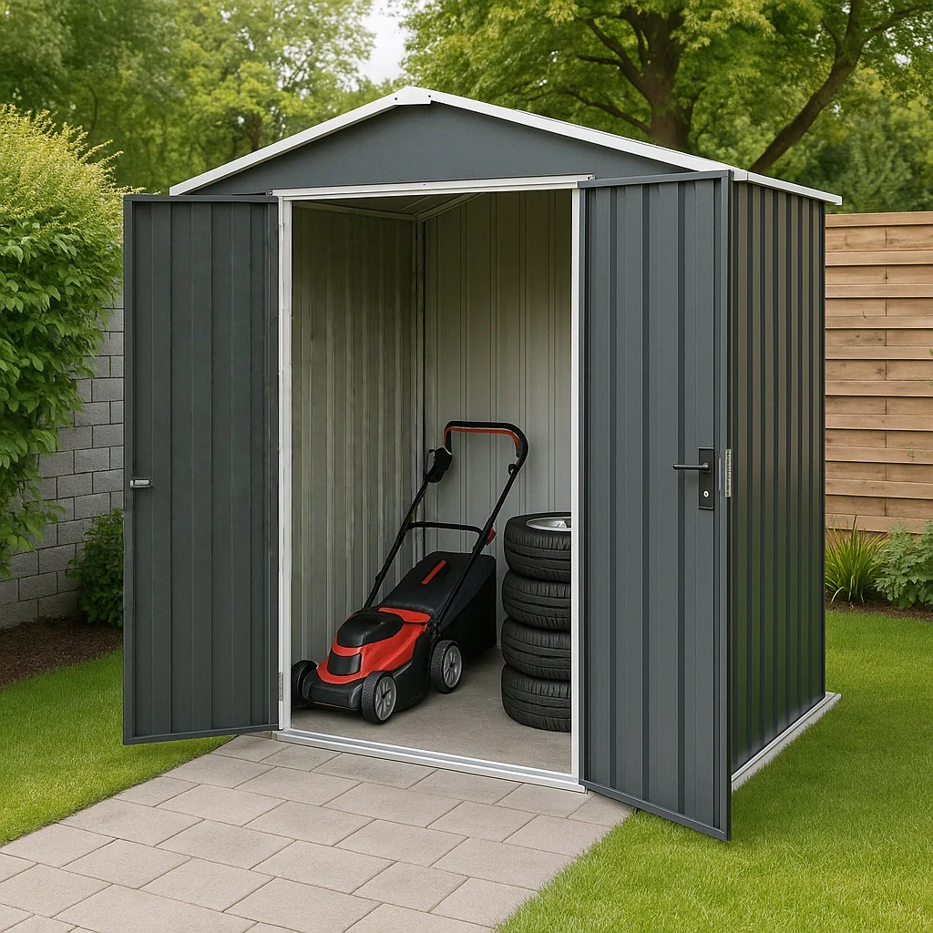 Haveskur gr stl udendrs opbevaring 215x150x222 cm