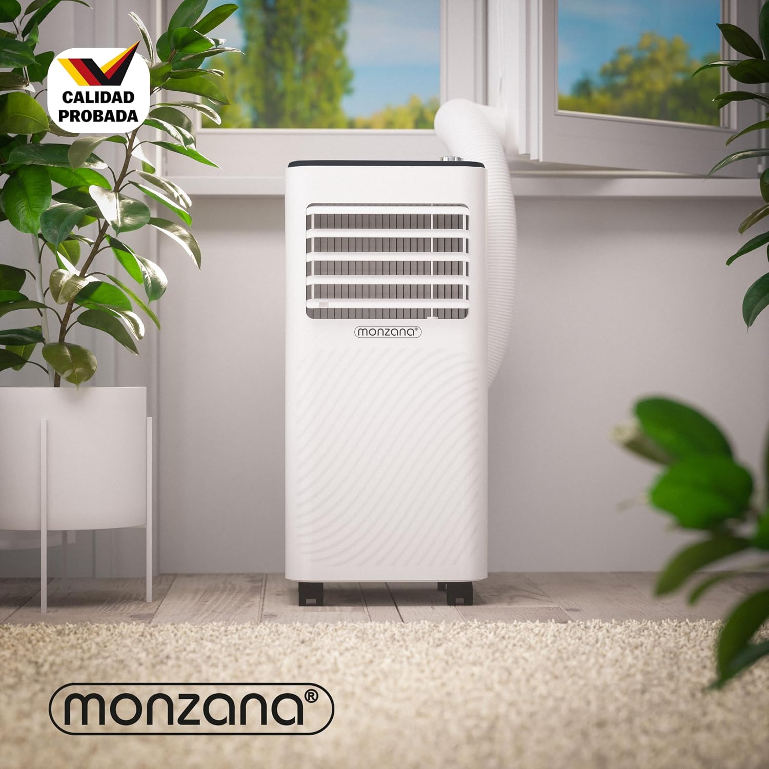 MONZANA® Aire Acondicionado Portátil 3en1 Bajo Consumo 30m² App WiFi 9000 BTU Silencioso Mando a Distancia Pantalla LED Temporizador 24h Enfriador Deshumificación Ventilador Dormitorio Oficina