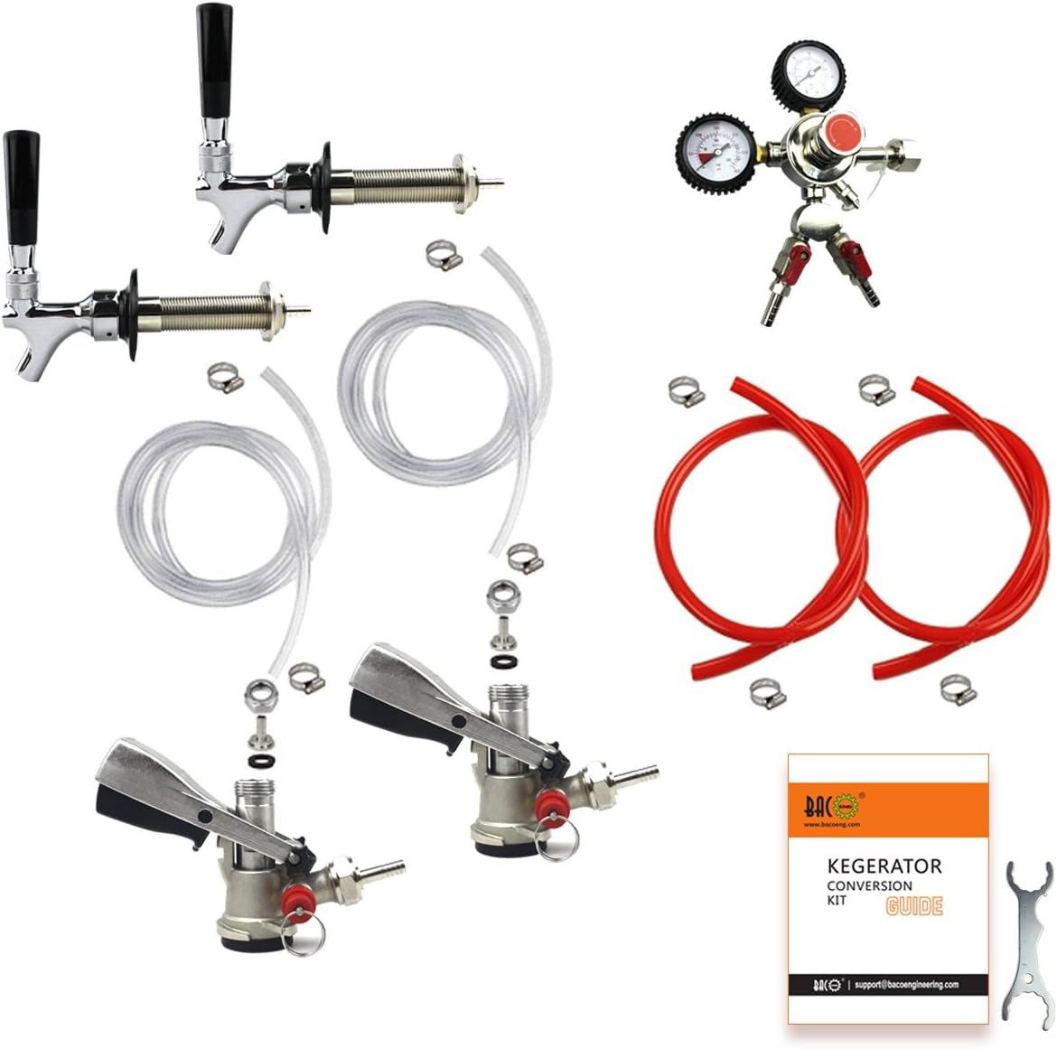 BACOENG Dual Tap Kegerator Conversion Kit for Door Mount, No CO2 Tank