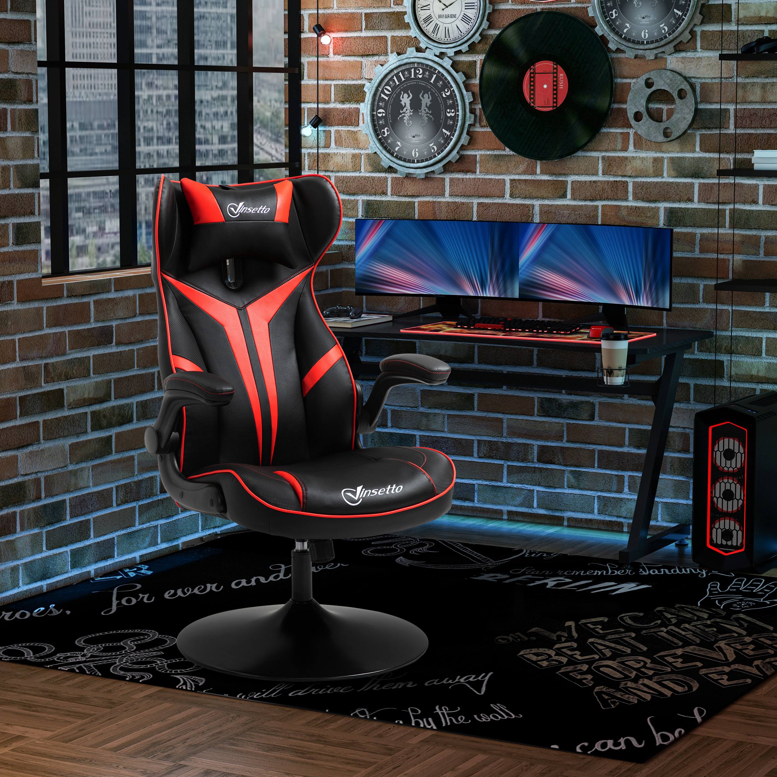 Vinsetto gamestoel ergonomische computerstoel met kantelfunctie draaistoel in hoogte verstelbaar staal zwart + rood 67 x 75 x 106-112 cm