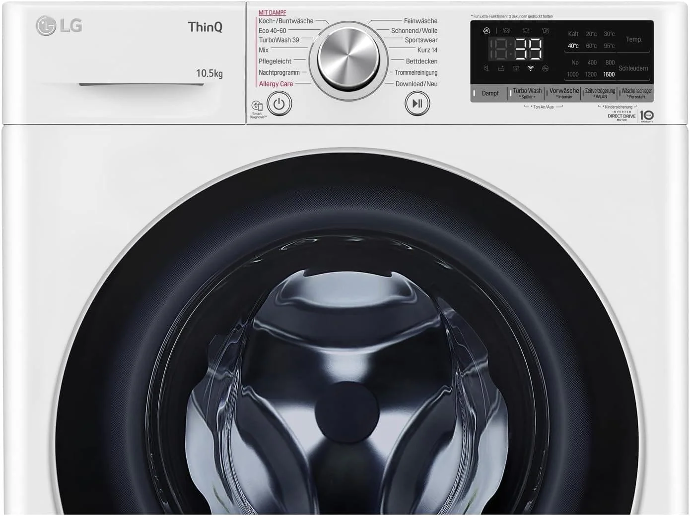 LG F4WV7080, Klasse A, Voorlader Wasmachine 8 kg, 1400 tpm, AI Direct Drive, Wi-Fi, Dieptereiniging met Stoom, Grote Capaciteit, TRIPLE A, Veiligheidsglas Buitendeur, 62 x 60 x 85 cm ? Wit
