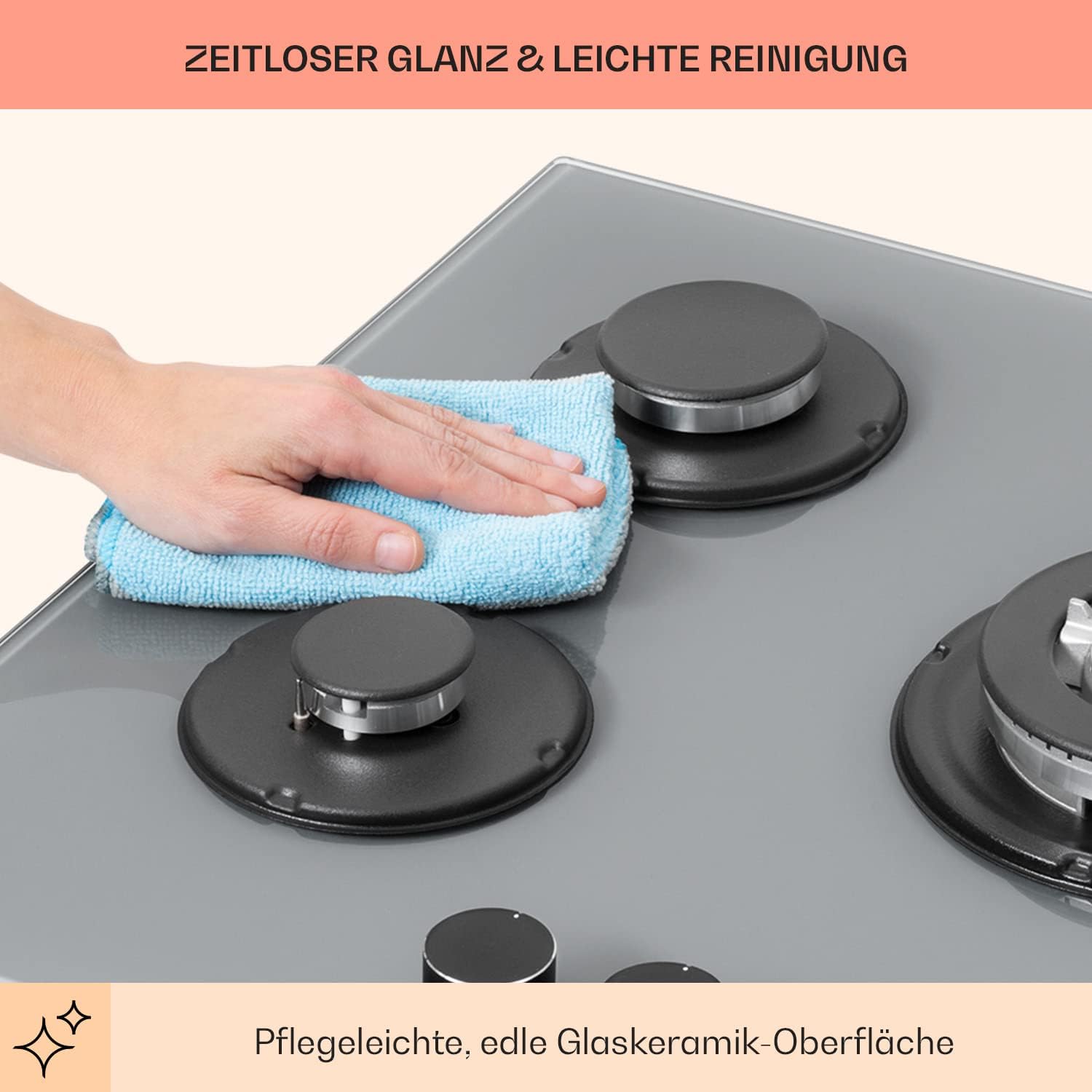 Klarstein Gasherd, Einbau-Gasherd für Propan Gasflasche, Gaskochfeld 4 Flammig, Gasherd für Küche, Camping & Wohnmobil, 8000 W Kochplatte, LPG Gaskocher, Herdplatte für Propangas, Edelstahl Gas-Herd