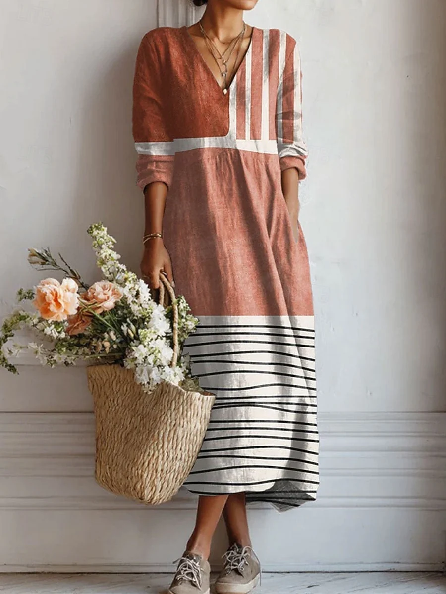 Damenkleid mit praktischen Taschen | Bequemes Alltagskleid aus weichem Stoff | Lockeres Freizeitkleid f��r jeden Tag knitterfrei