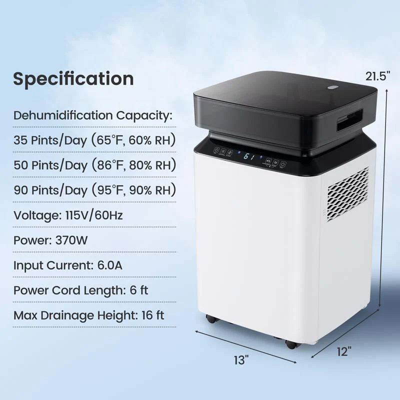 Eletriclife 70 Pint Dehumidifier with Continuous and Auto Mode