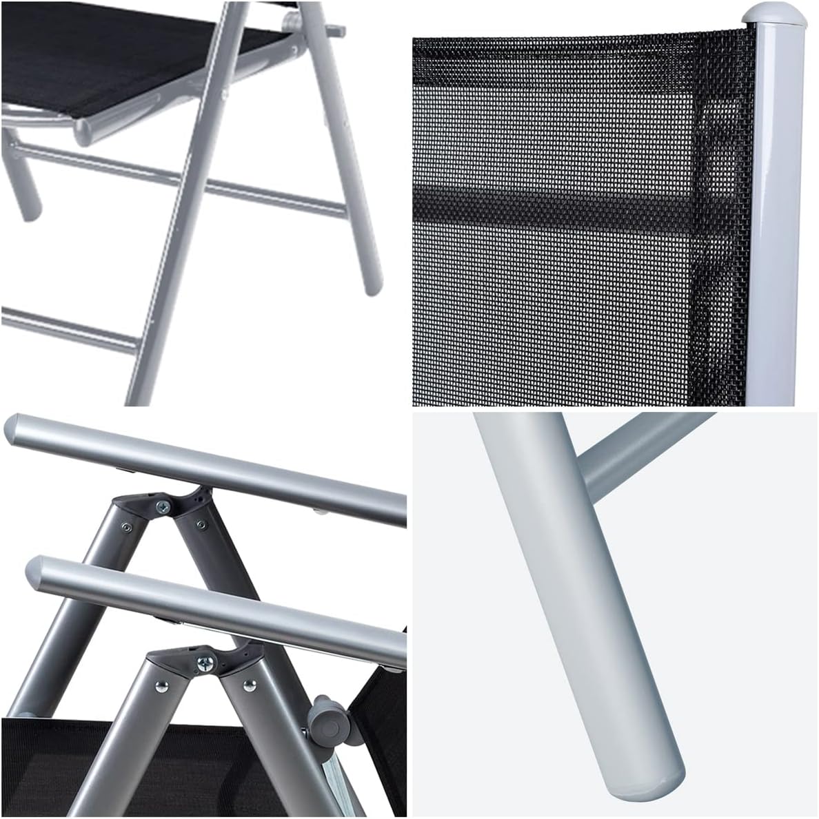 Casaria® Gartenmöbel Set 8 Stühle mit Tisch 190x90cm Aluminium Sicherheitsglas Wetterfest Klappbar Modern Terrasse Balkon Möbel Sitzgruppe Garnitur Bern