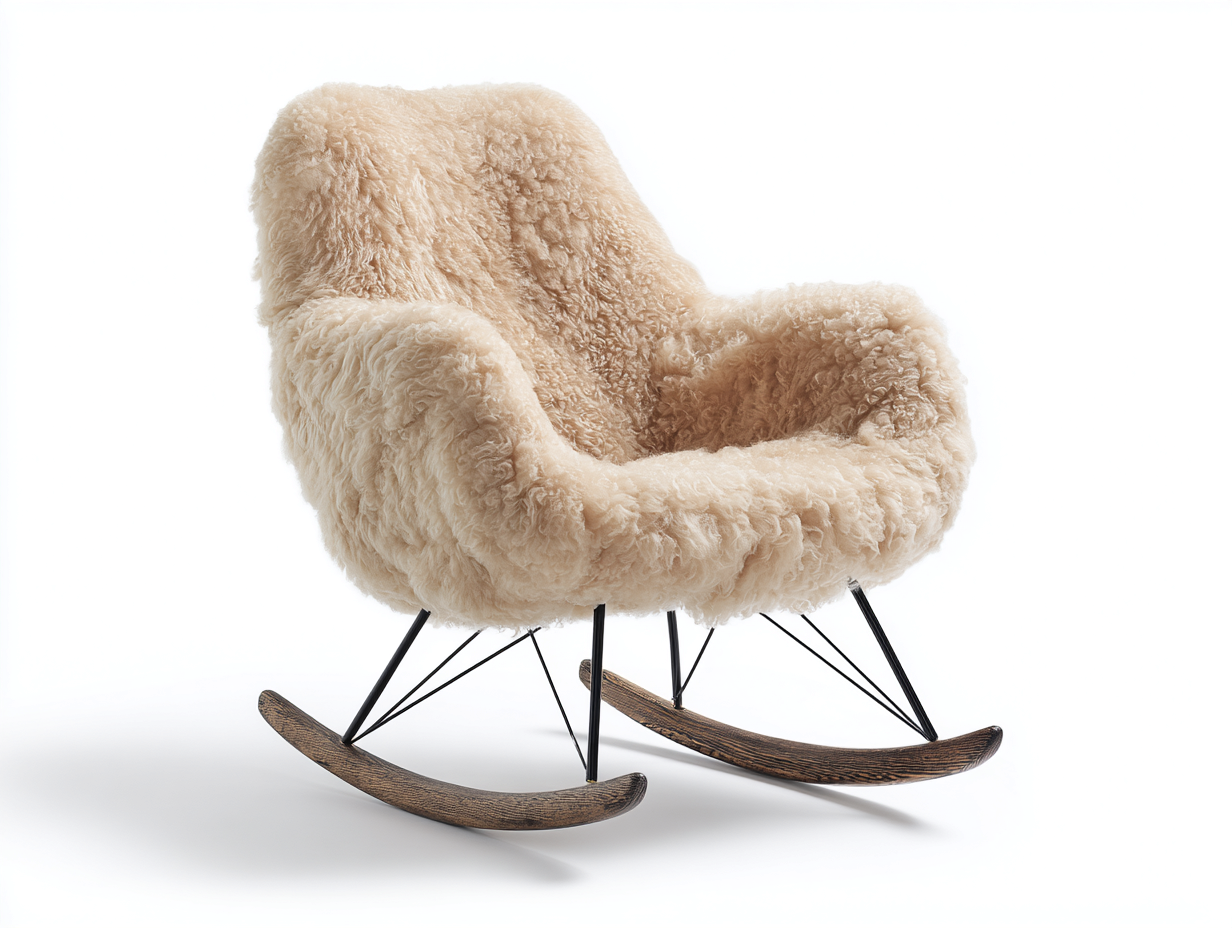 Schaukelstuhl Bouclé Stoff Holz Metall 85x95x100 cm - Creme - modernes Design - für Wohnzimmer