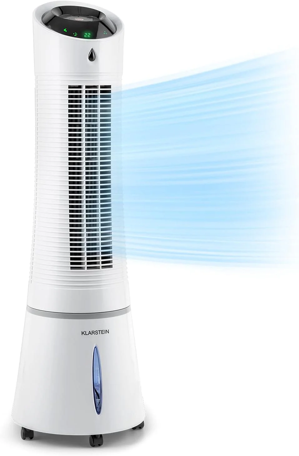 Klarstein 4-in-1: Slimme luchtkoeler, ventilator, luchtbevochtiger & ionisatie I 6 L watertank, oscillatie, 30 W, 210 m3/u, timer I Klimaatregelaar zonder afvoerslang, Mobiele airconditioner, Zwart-ros��goud