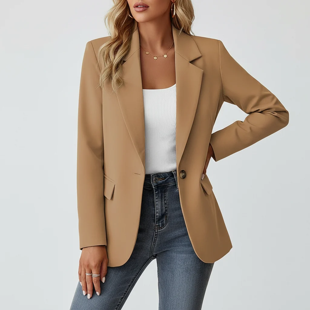 Taillierter Damen Blazer | Eleganter Business Blazer mit Knopfdetail und Taschen | Leichte Jacke f��r B��ro und Freizeit