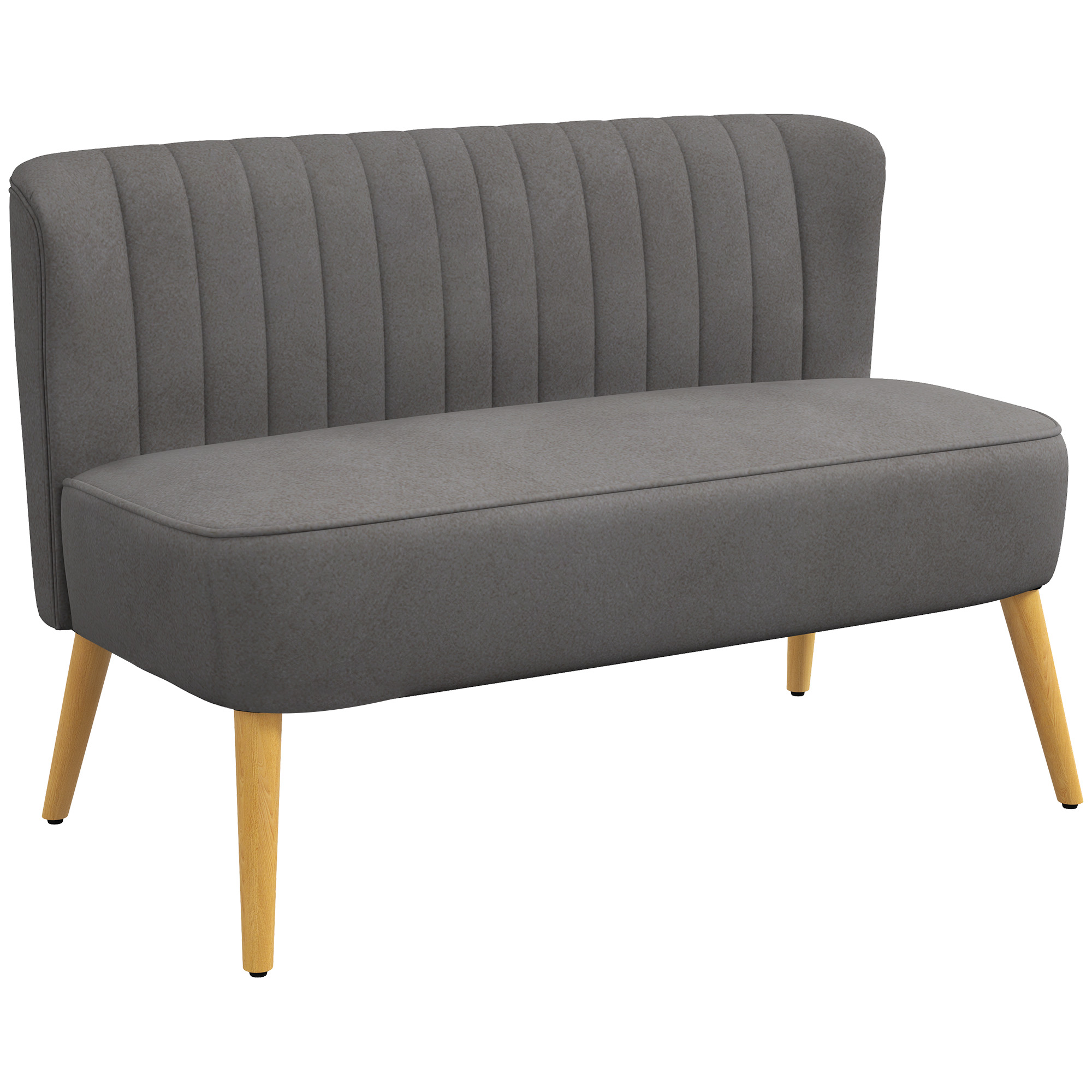 Sofa Retrodesign 2-zitsbank, houten poten, 117 cm x 56,5 cm x 77 cm, Donkergrijs