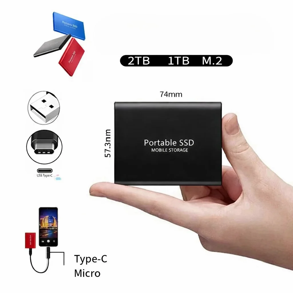 Externe SSD 2TB Festplatte – Ultraschneller Mobiler Speicher für Laptop und PC – Robustes Aluminium Gehäuse & Kompakt